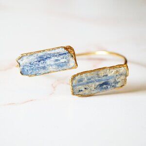 Robyn Rhodes Kyanite Gemstone Bangle – Gold Plated Wrap Bracelet